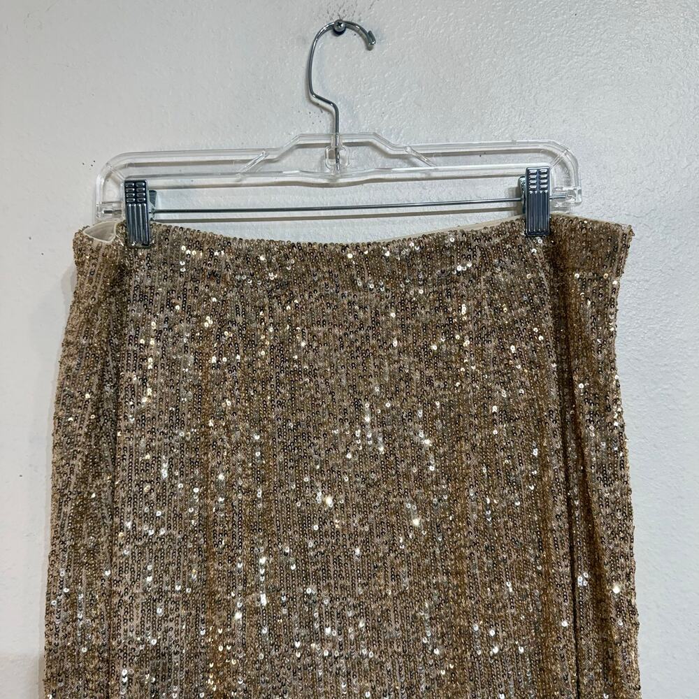 Ann Taylor Gold Sequin Pencil Skirt Sz L - Picture 7 of 9